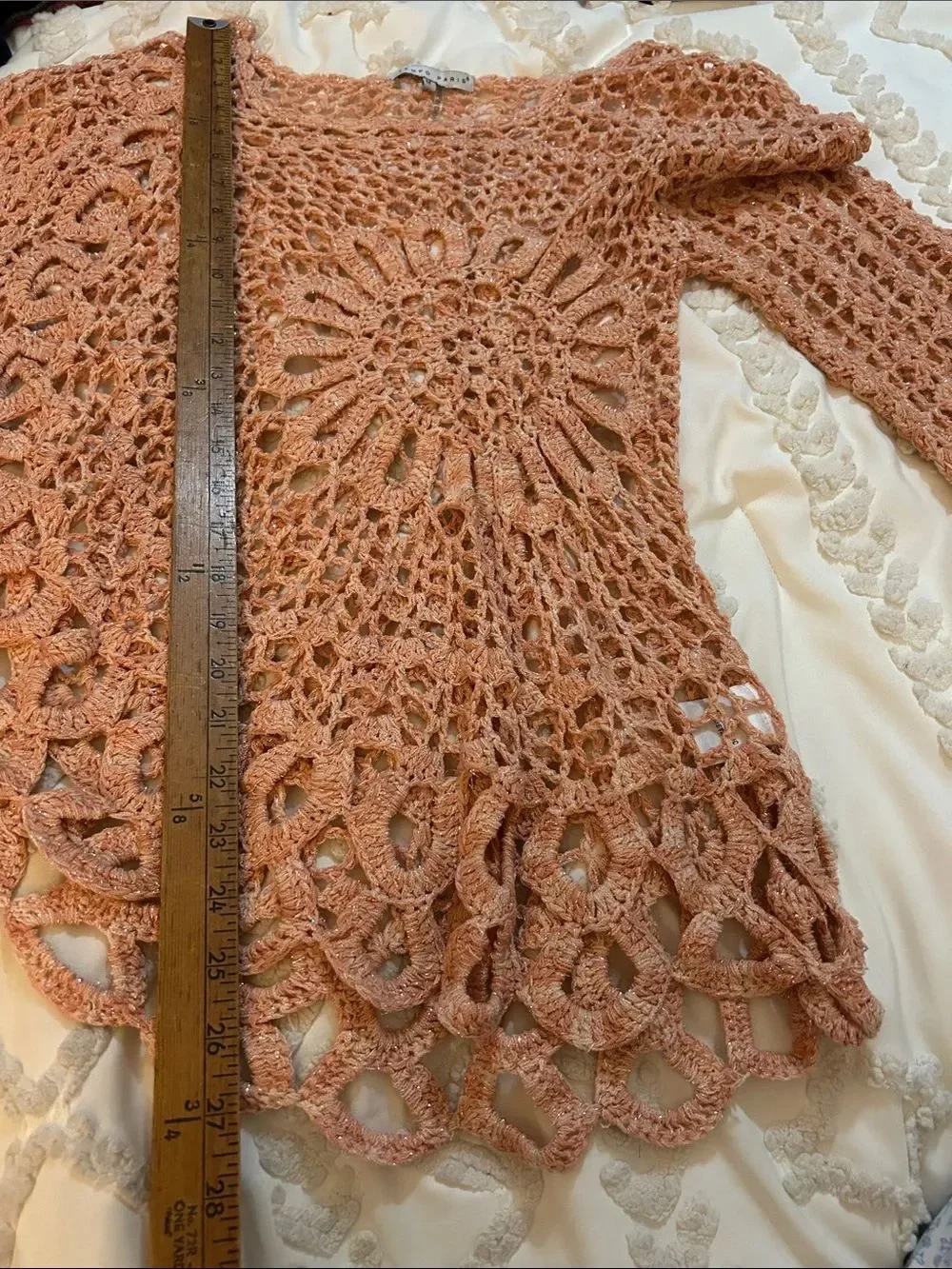 Tempo Paris Crochet Lace Tunic - Rose and metallic silver medium